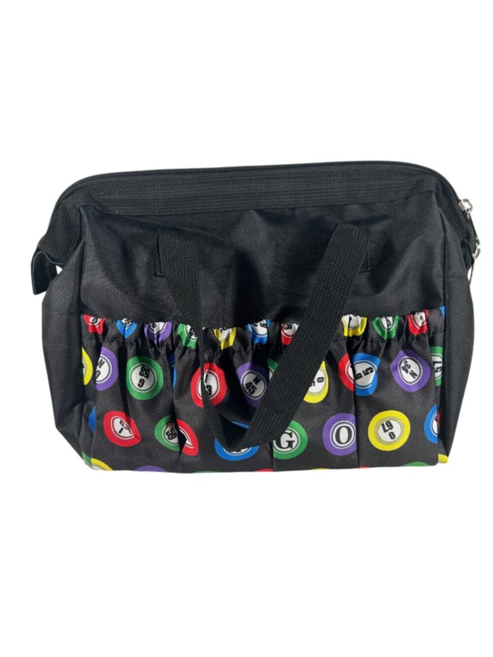 Colorful Bingo Tote Bag Lot of Pockets for Dobbers Zip Closure